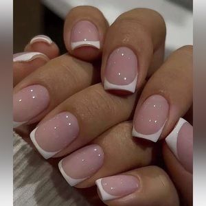 Pink French False Nails